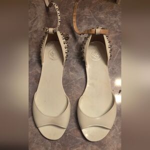 BCBGeneration White Studded D'Orsay Flat Sandals